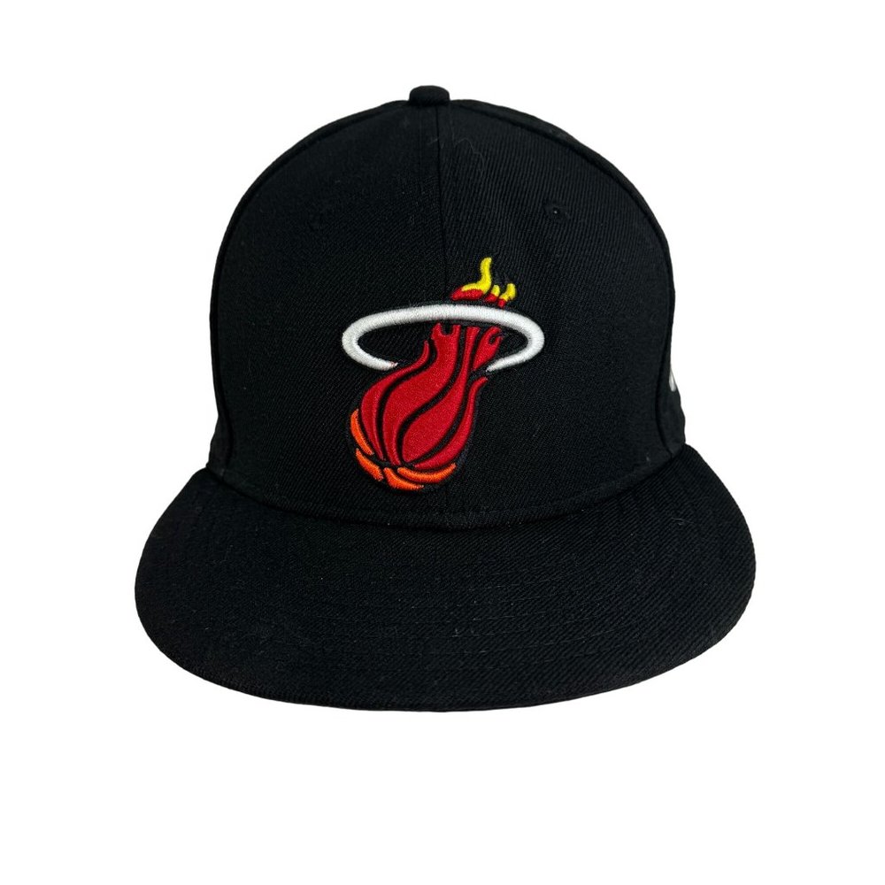 New Era 59Fifty Miami Heat Hardwood Classics Black Logo Fitted Hat Cap Sz 7 3/4